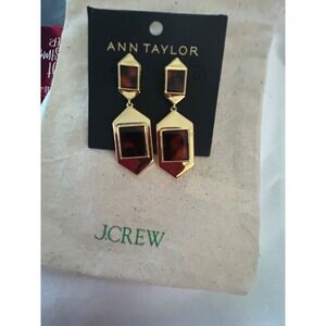Ann Taylor Gold Tone Tortoiseshell Geometric Double Drop Earrings 5547881